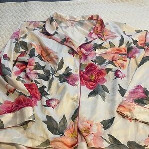 Floral Satin Pajama Top and matching bottoms